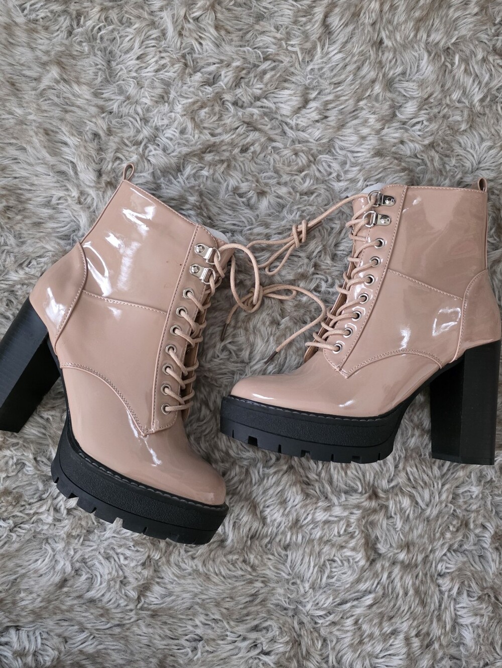 Azalea Wang Can't Go To Sleep Chunky Bootie in Dark Nude Women's Size 7